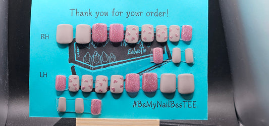 Extra Short Pink Hearts Press Ons