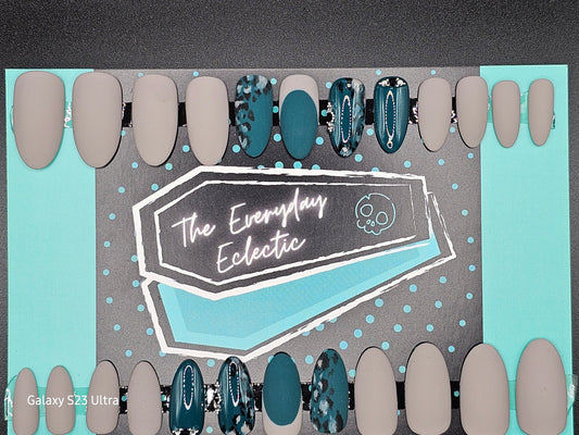 Gray/Teal Leopard Print